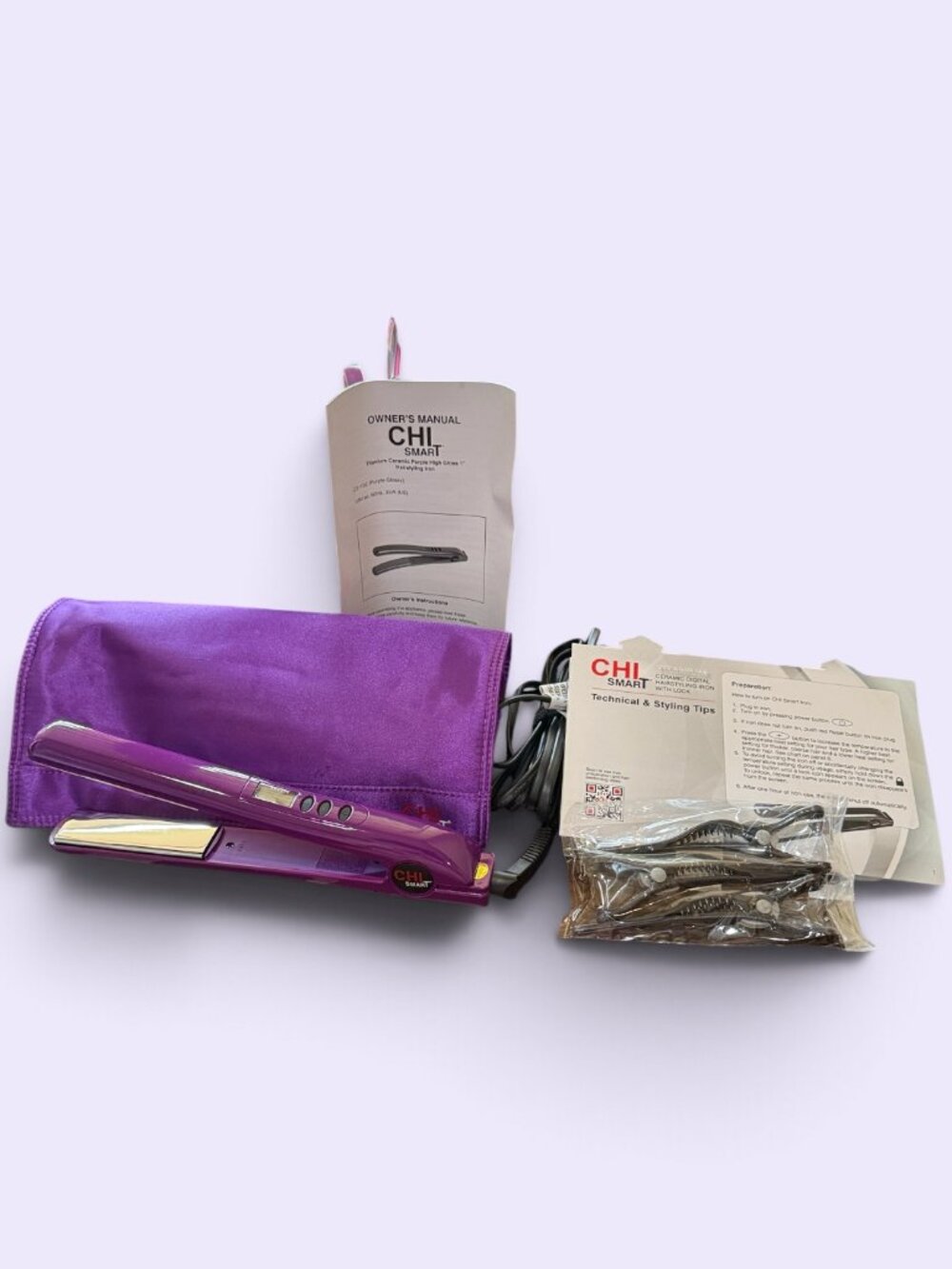 CHI Smart Titanium Ceramic Purple High Gloss 1" Hairstyling Iron - NEW